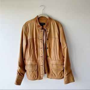Bagatelle distressed tan leather jacket size 14. Vintage.